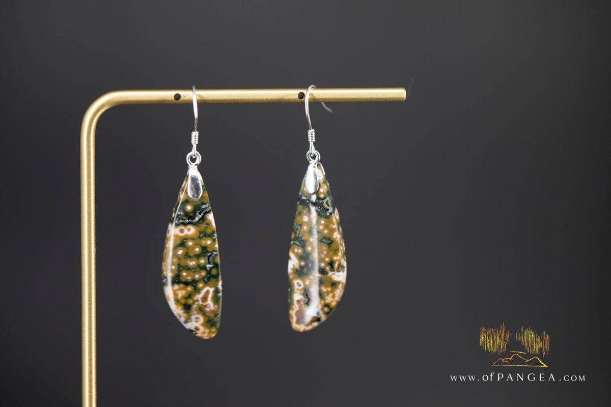Ocean Jasper Drop earrings - Sterling Silver || JF2077