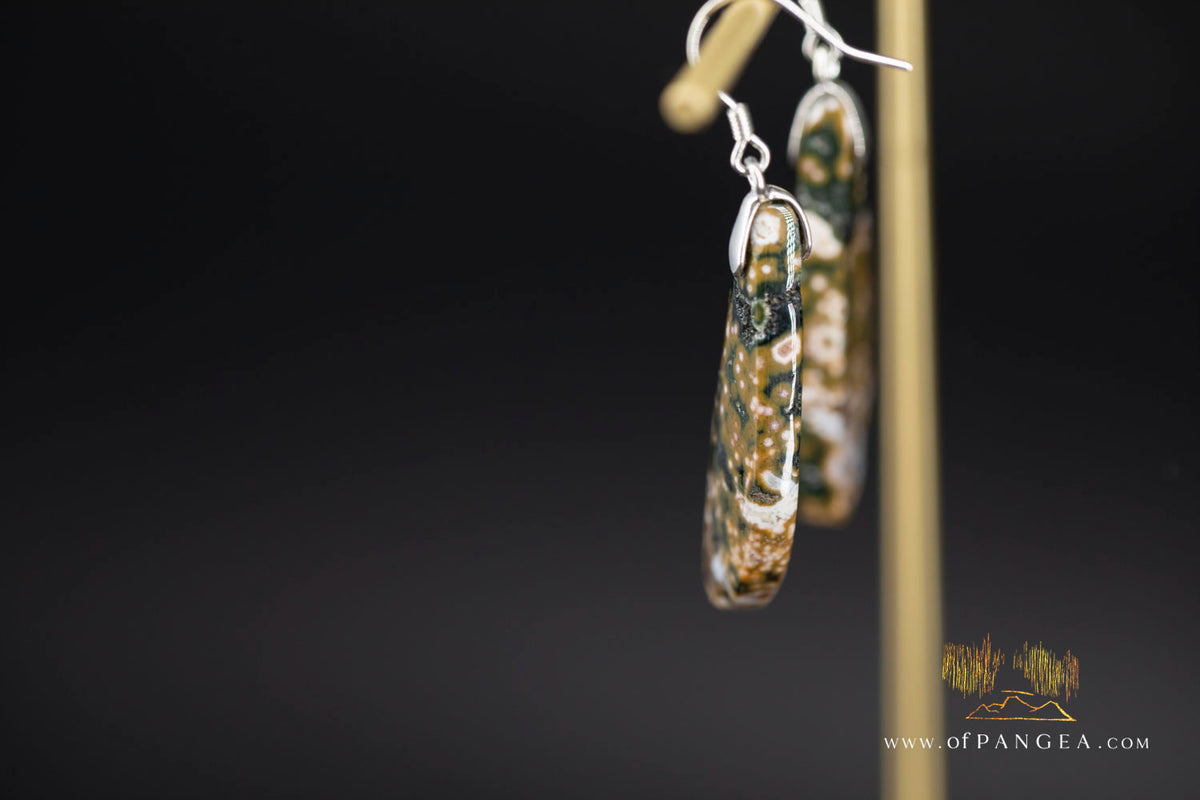 Ocean Jasper Drop earrings - Sterling Silver || JF2077