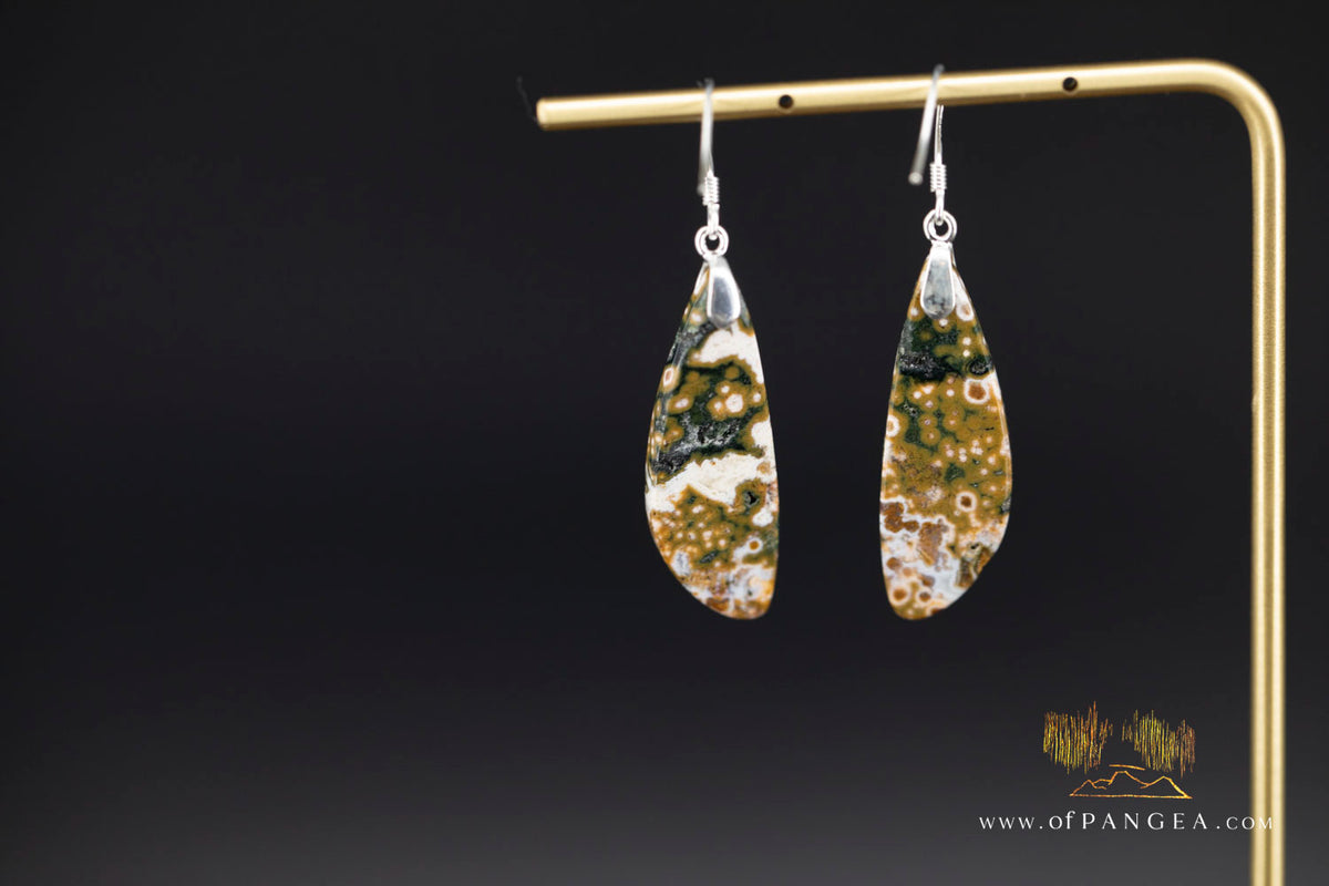 Ocean Jasper Drop earrings - Sterling Silver || JF2077