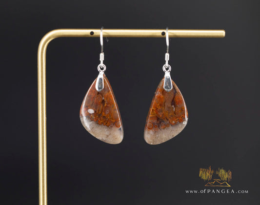 Plume Agate Drop Earrings - Italian Sterling Silver || JF2079