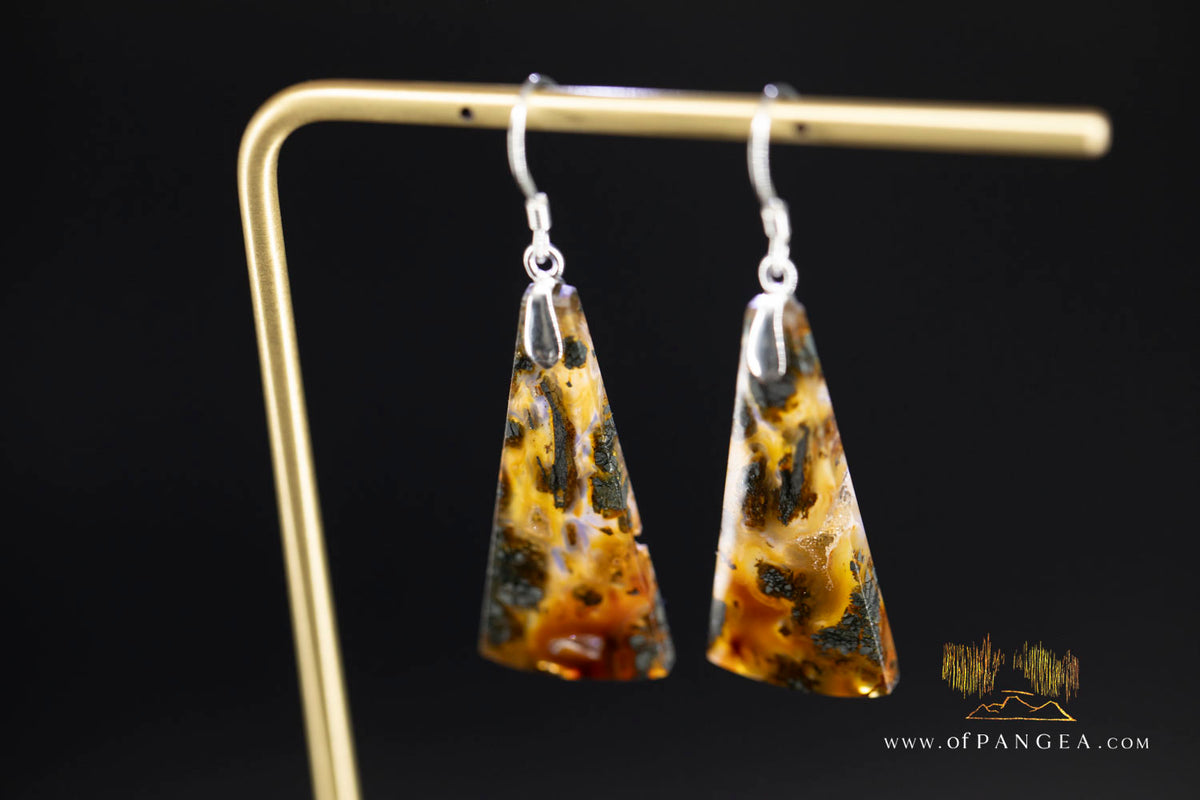 Marcasite Agate Earrings - Italian Sterling Silver || JF2083