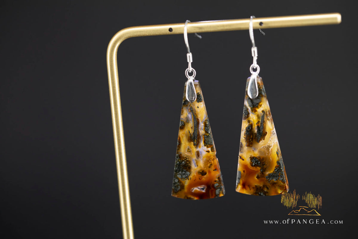 Marcasite Agate Earrings - Italian Sterling Silver || JF2083