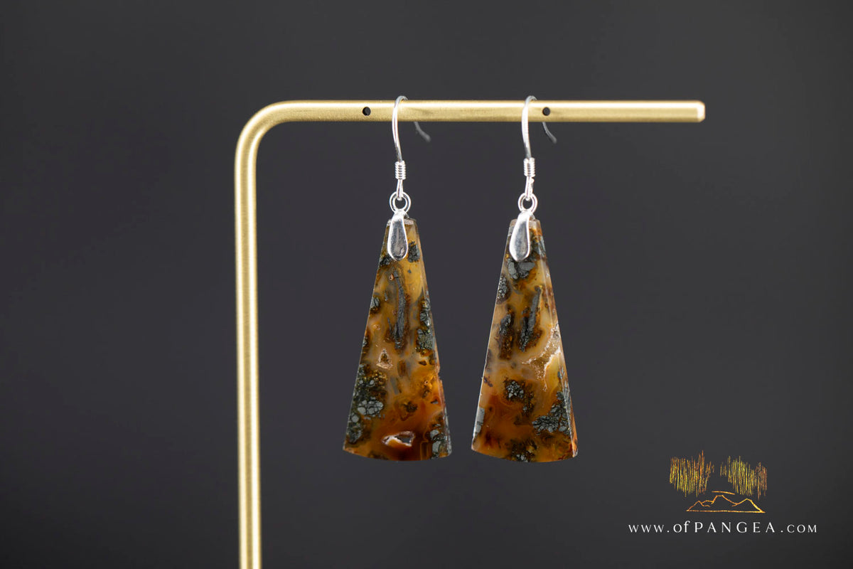 Marcasite Agate Earrings - Italian Sterling Silver || JF2083