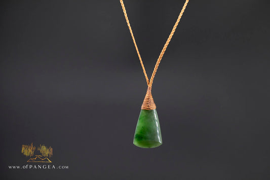 Roimata Toki Adze Drop - British Columbian Nephrite Jade Necklace - woven cord || JF2112