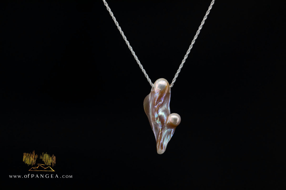 Blister Pearl Pendant and Necklace - Italian Sterling Silver rope chain || JF2118