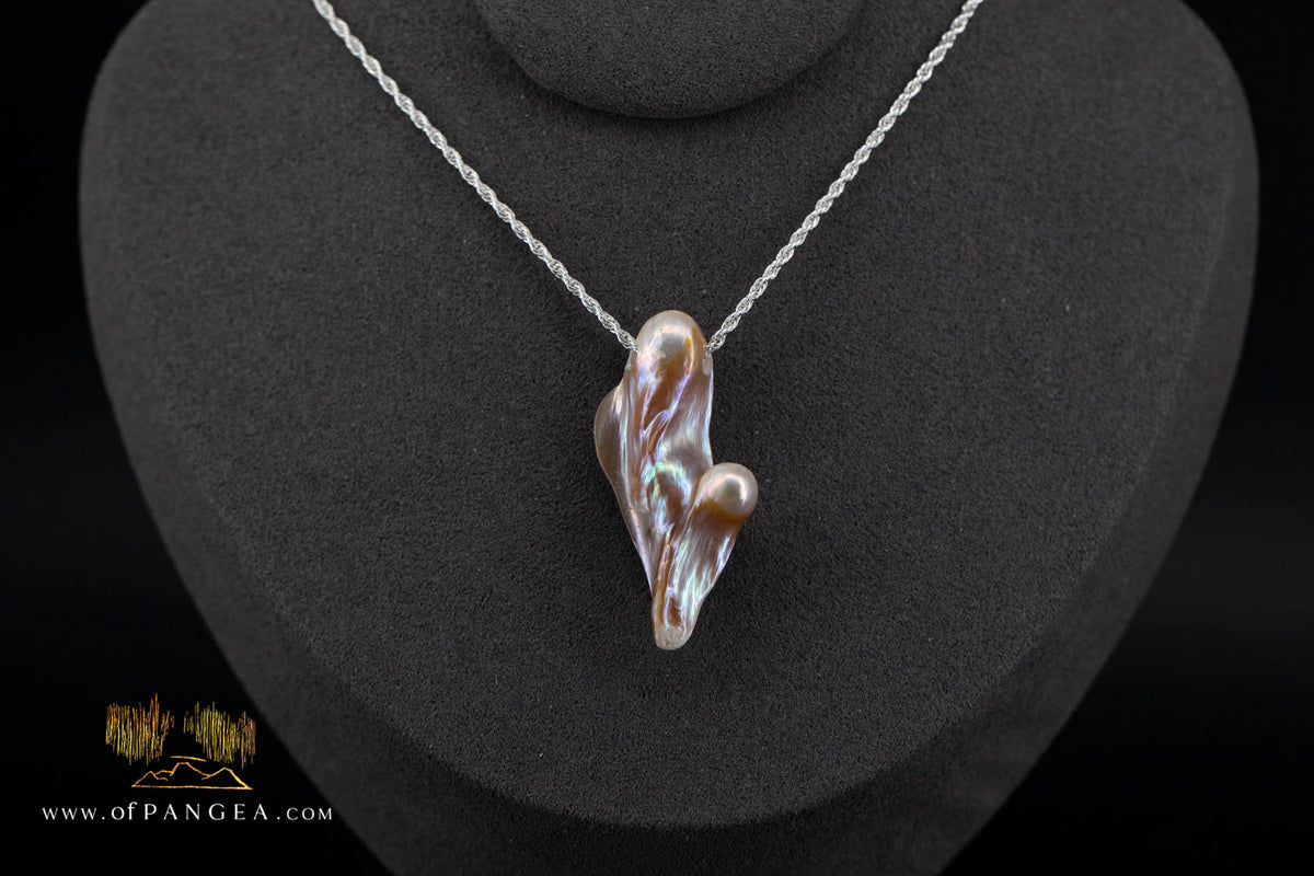 Blister Pearl Pendant and Necklace - Italian Sterling Silver rope chain || JF2118