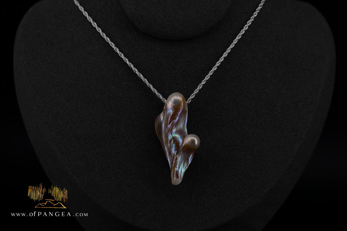 Blister Pearl Pendant and Necklace - Italian Sterling Silver rope chain || JF2118