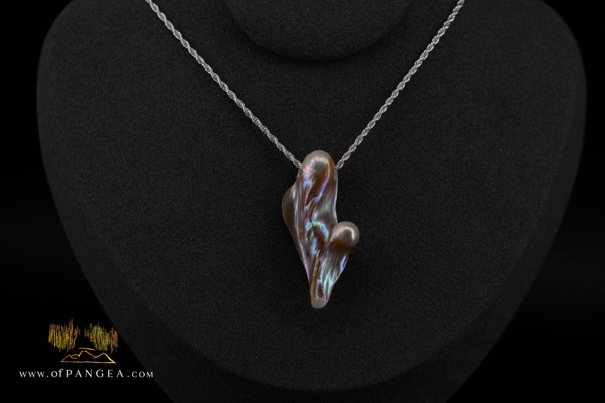 Blister Pearl Pendant and Necklace - Italian Sterling Silver rope chain || JF2118