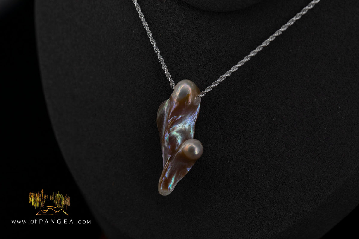 Blister Pearl Pendant and Necklace - Italian Sterling Silver rope chain || JF2118