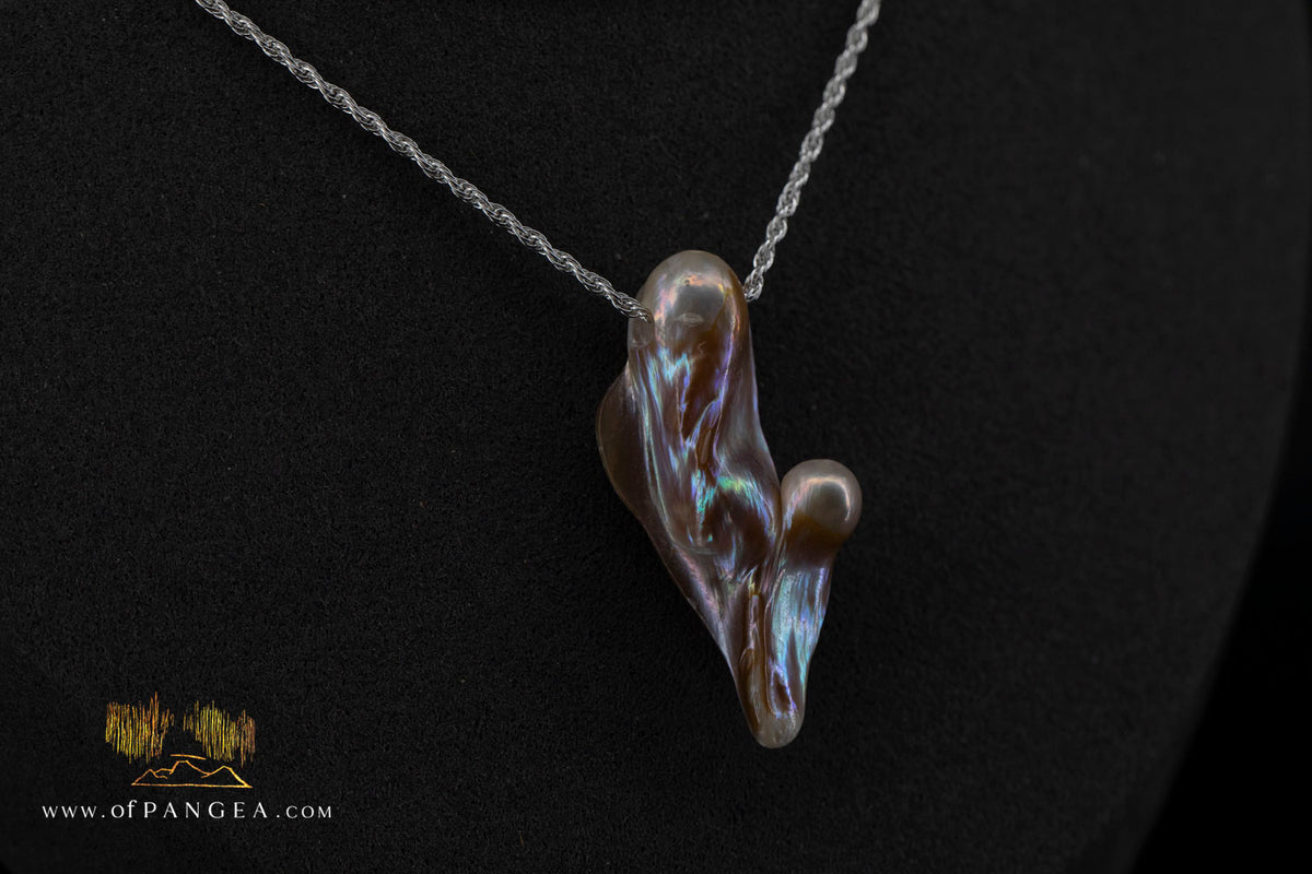 Blister Pearl Pendant and Necklace - Italian Sterling Silver rope chain || JF2118
