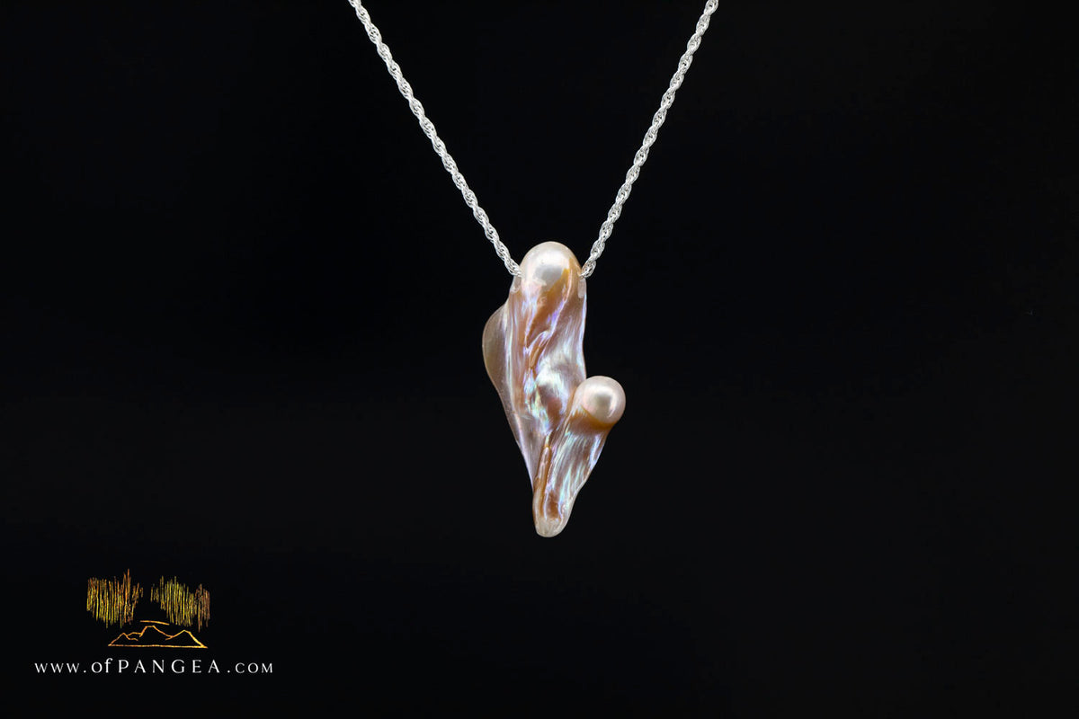 Blister Pearl Pendant and Necklace - Italian Sterling Silver rope chain || JF2118