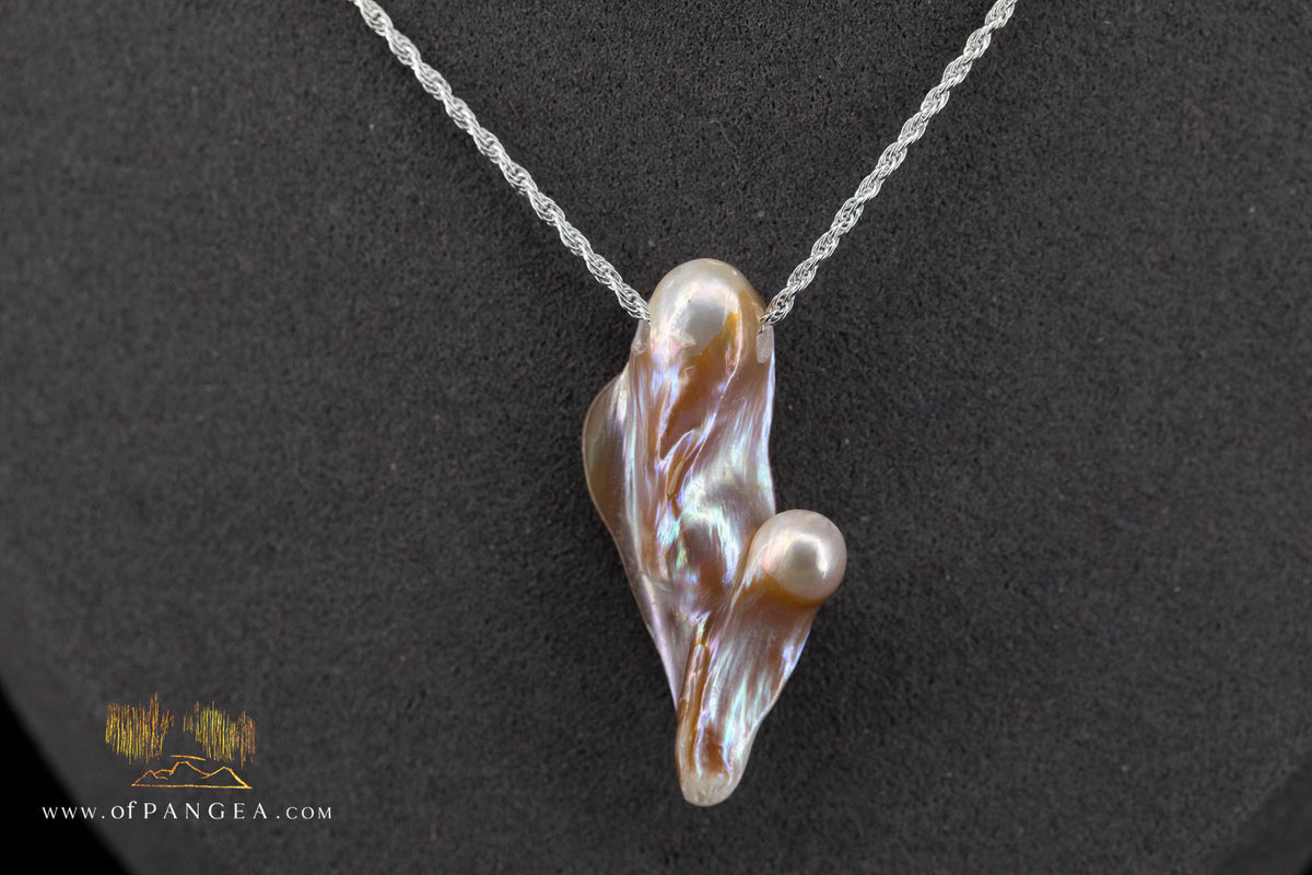 Blister Pearl Pendant and Necklace - Italian Sterling Silver rope chain || JF2118