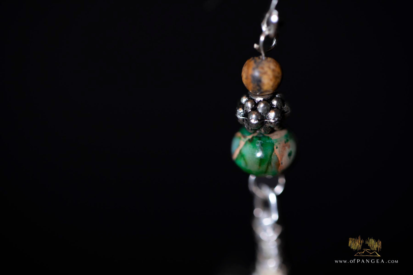 Parrot Bouquet Feather Earrings - Imperial Jasper - Sterling Silver || JF301