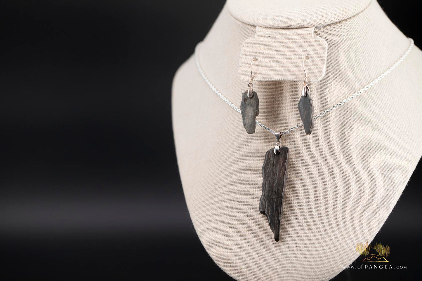 Woolly Mammoth Tusk Necklace amd Earring Set - sterling silver rope chain || JF430