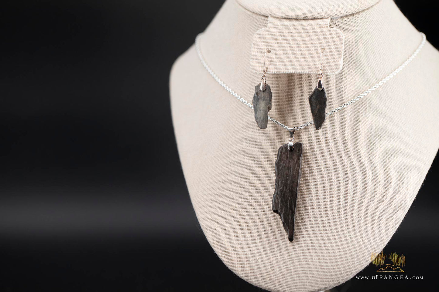 Woolly Mammoth Tusk Necklace amd Earring Set - sterling silver rope chain || JF430