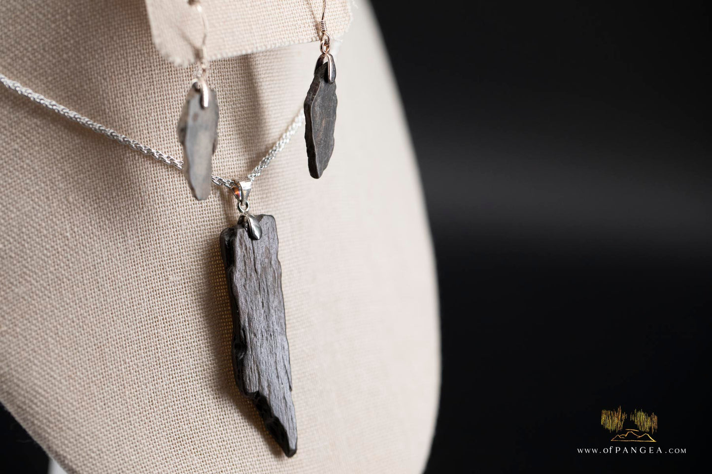 Woolly Mammoth Tusk Necklace amd Earring Set - sterling silver rope chain || JF430