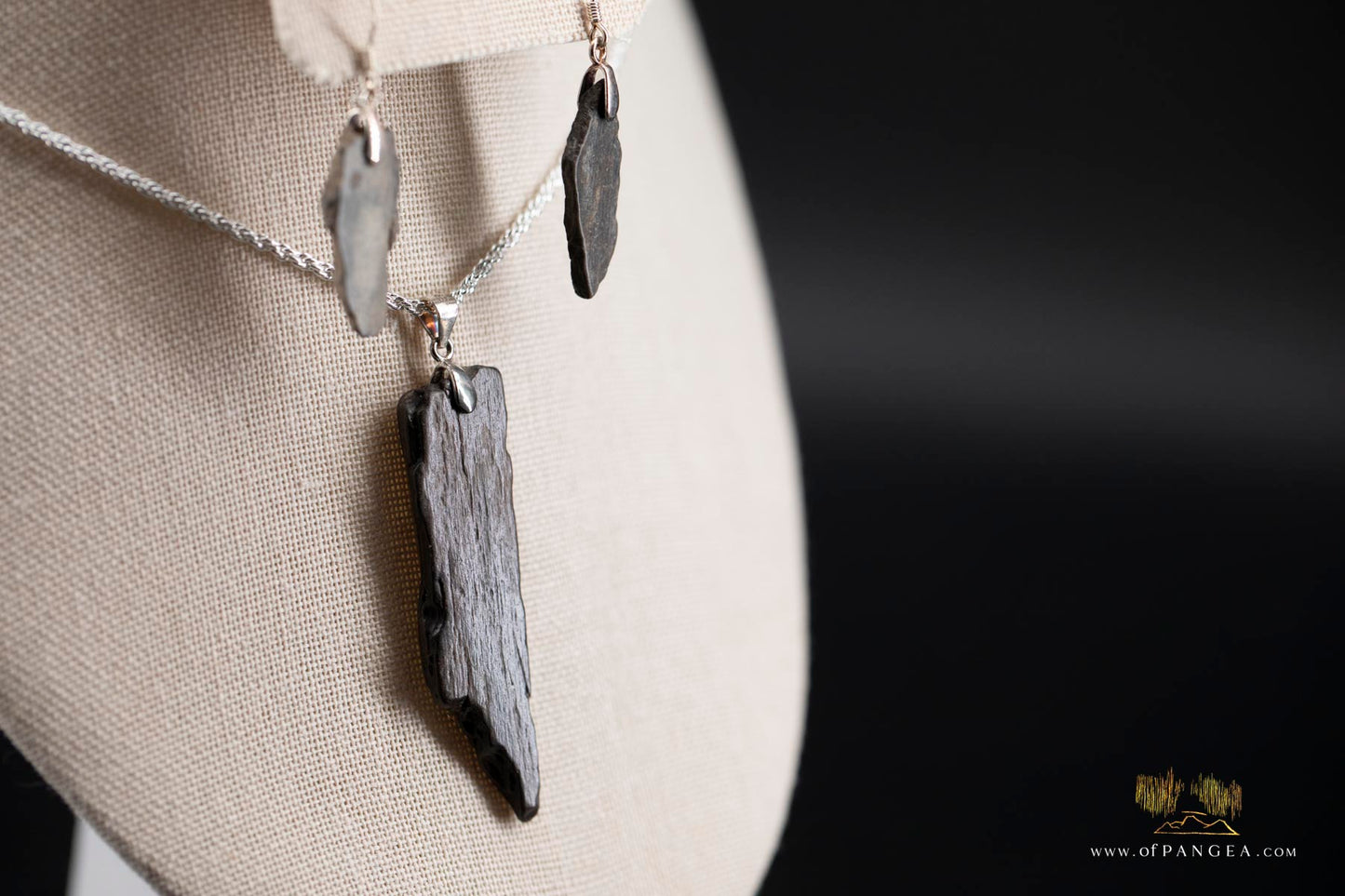 Woolly Mammoth Tusk Necklace amd Earring Set - sterling silver rope chain || JF430