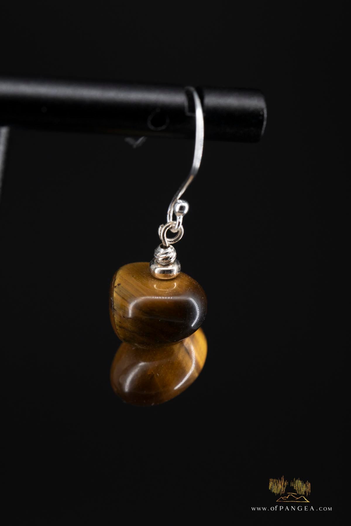 Tiger Eye 'River Pebble Stack' Earrings - sterling silver