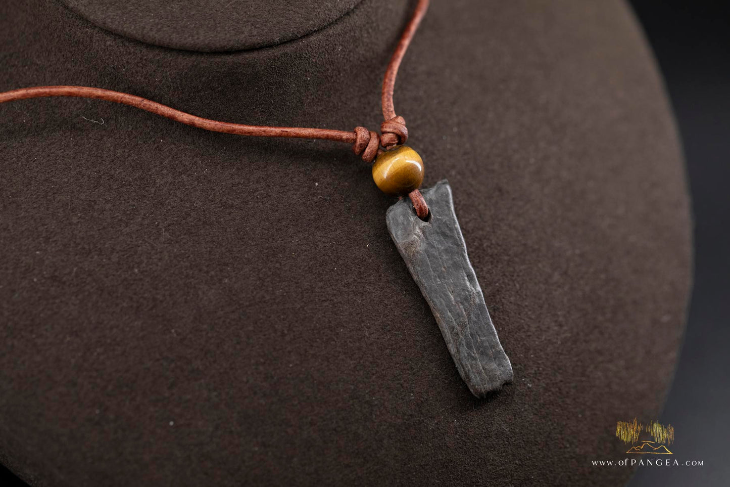 Woolly Mammoth Tusk Pendant - Tiger's Eye Beads - Necklace || JF535