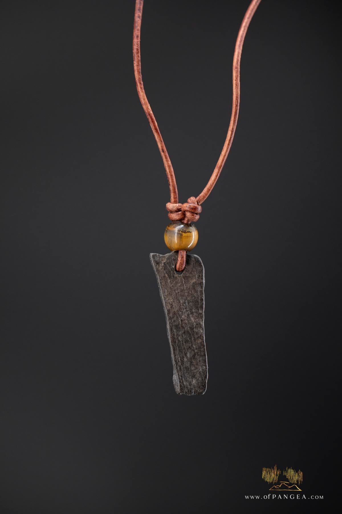 Woolly Mammoth Tusk Pendant - Tiger's Eye Beads - Necklace || JF535