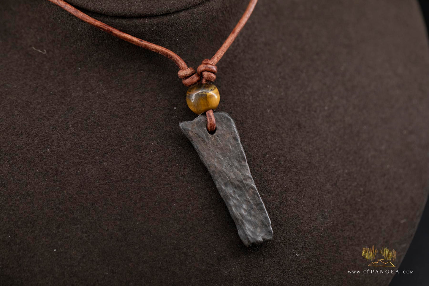 Woolly Mammoth Tusk Pendant - Tiger's Eye Beads - Necklace || JF535