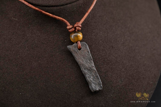 Woolly Mammoth Tusk Pendant - Tiger's Eye Beads - Necklace || JF535