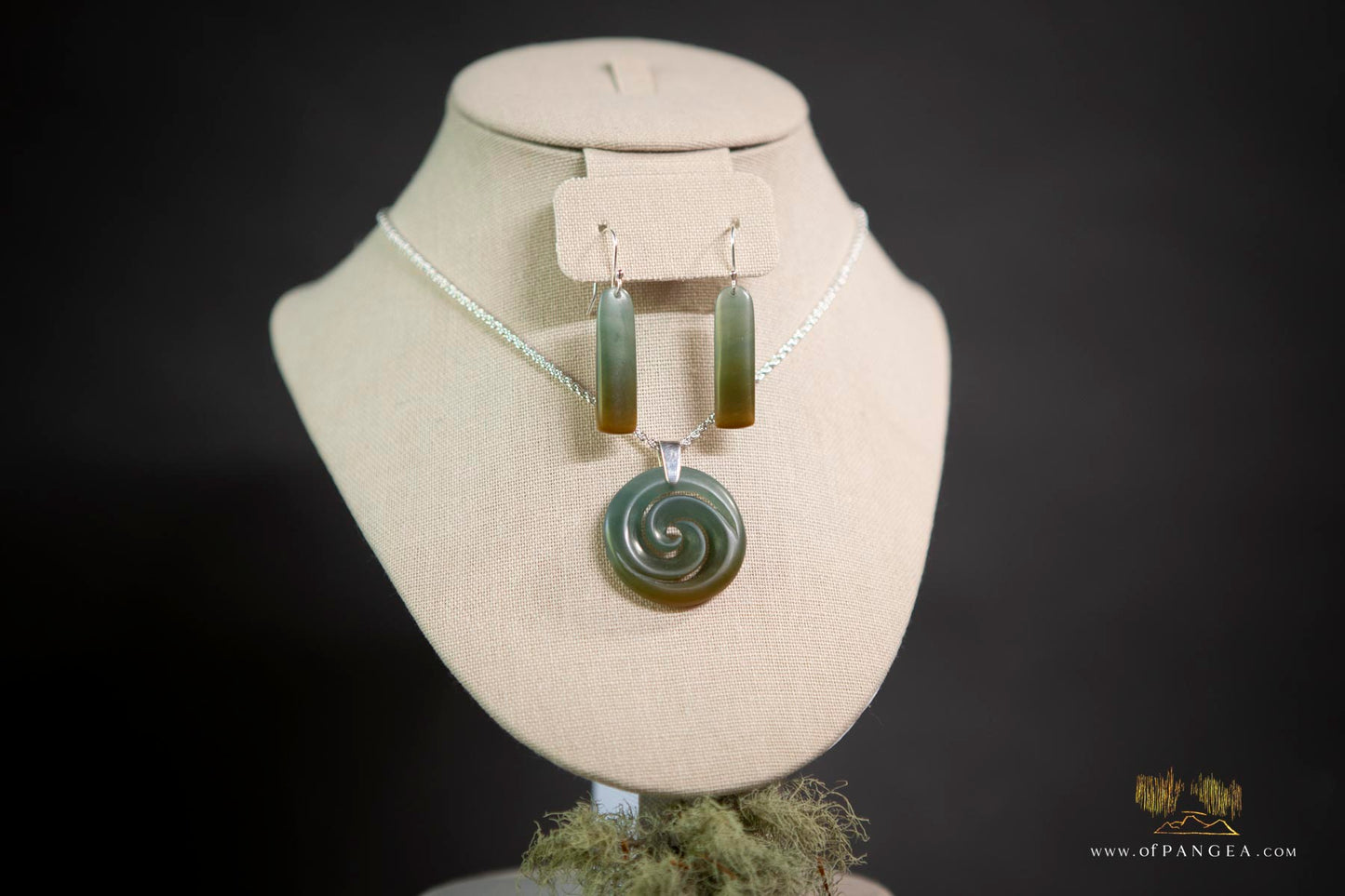 Double Koru Pendant –Guatemalan Princesa Jadeite Necklace Italian Sterling Silver Rope