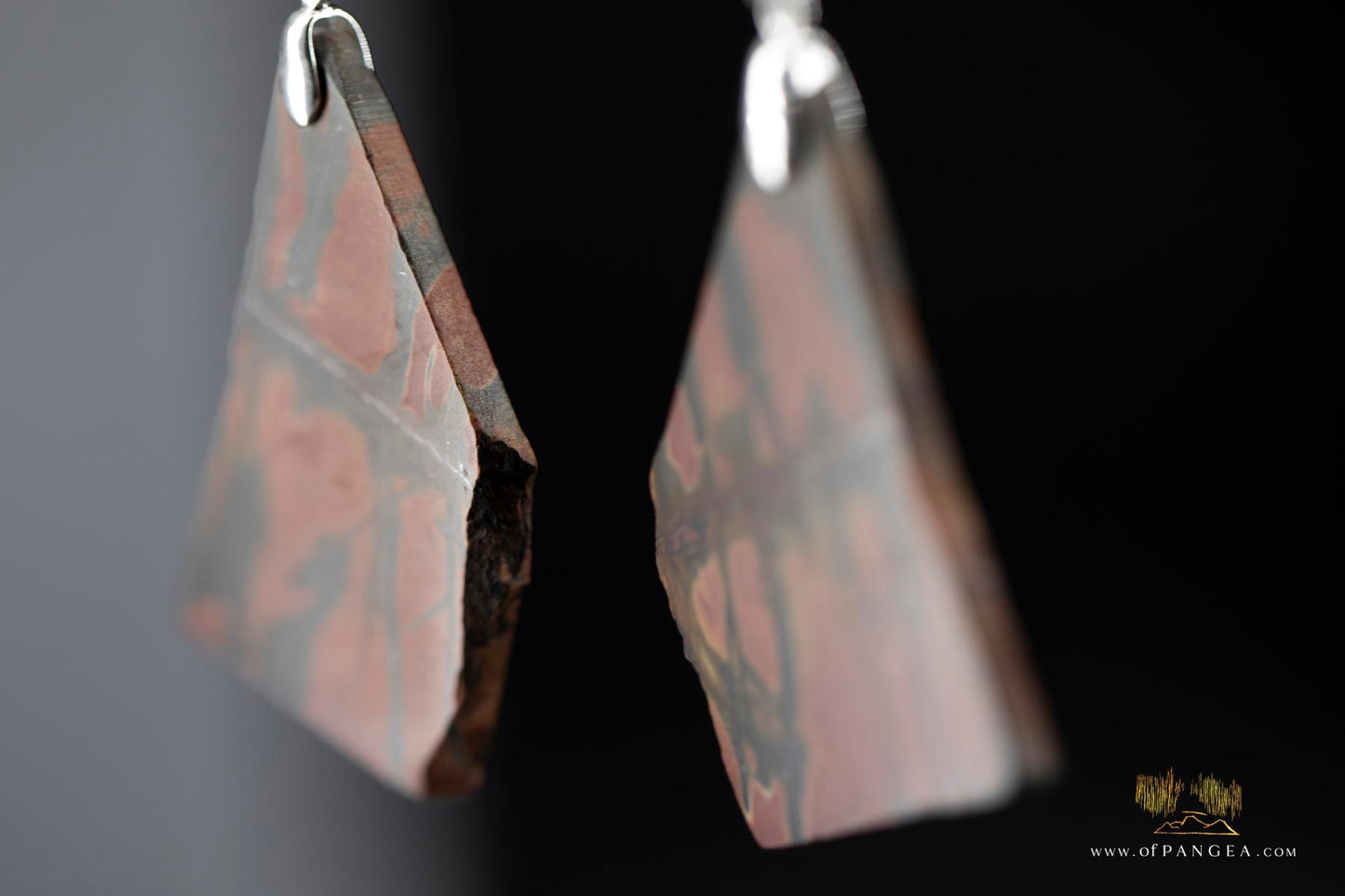 Picasso Jasper freeform earrings (Red Creek) - Sterling Silver || JF646