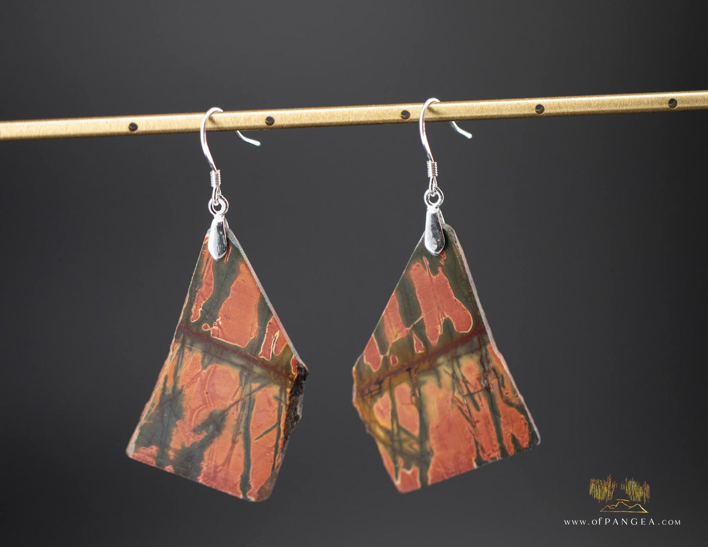 Picasso Jasper freeform earrings (Red Creek) - Sterling Silver || JF646