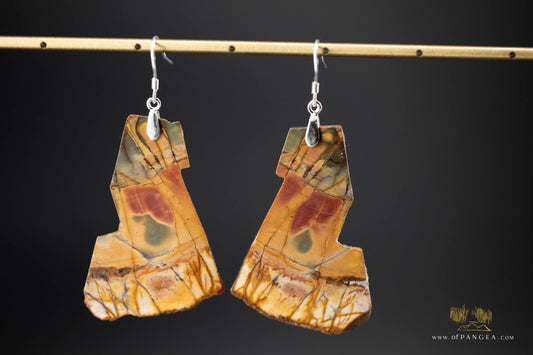 Picasso Jasper freeform earrings (Red Creek) - Sterling Silver || JF647