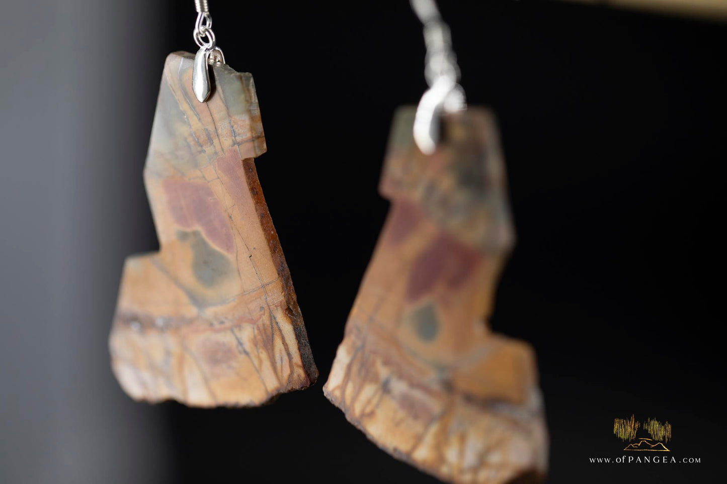 Picasso Jasper freeform earrings (Red Creek) - Sterling Silver || JF647