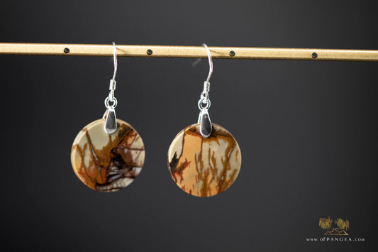 Picasso Jasper discus earrings (Red Creek) - Sterling Silver || JF651