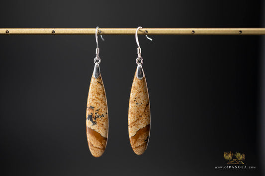 Journal Jasper slim teardrop earrings - Sterling Silver || JF652