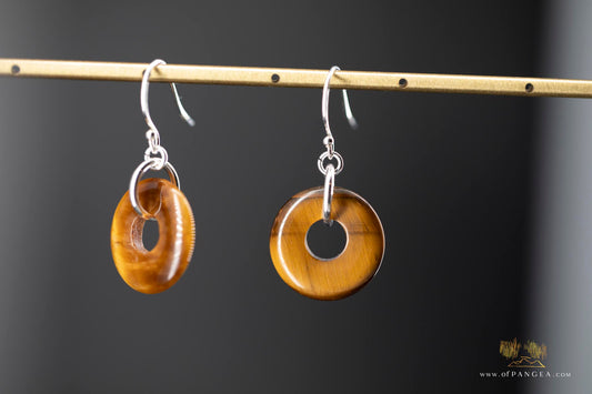 Tiger's Eye loop Earrings - sterling silver || JF654