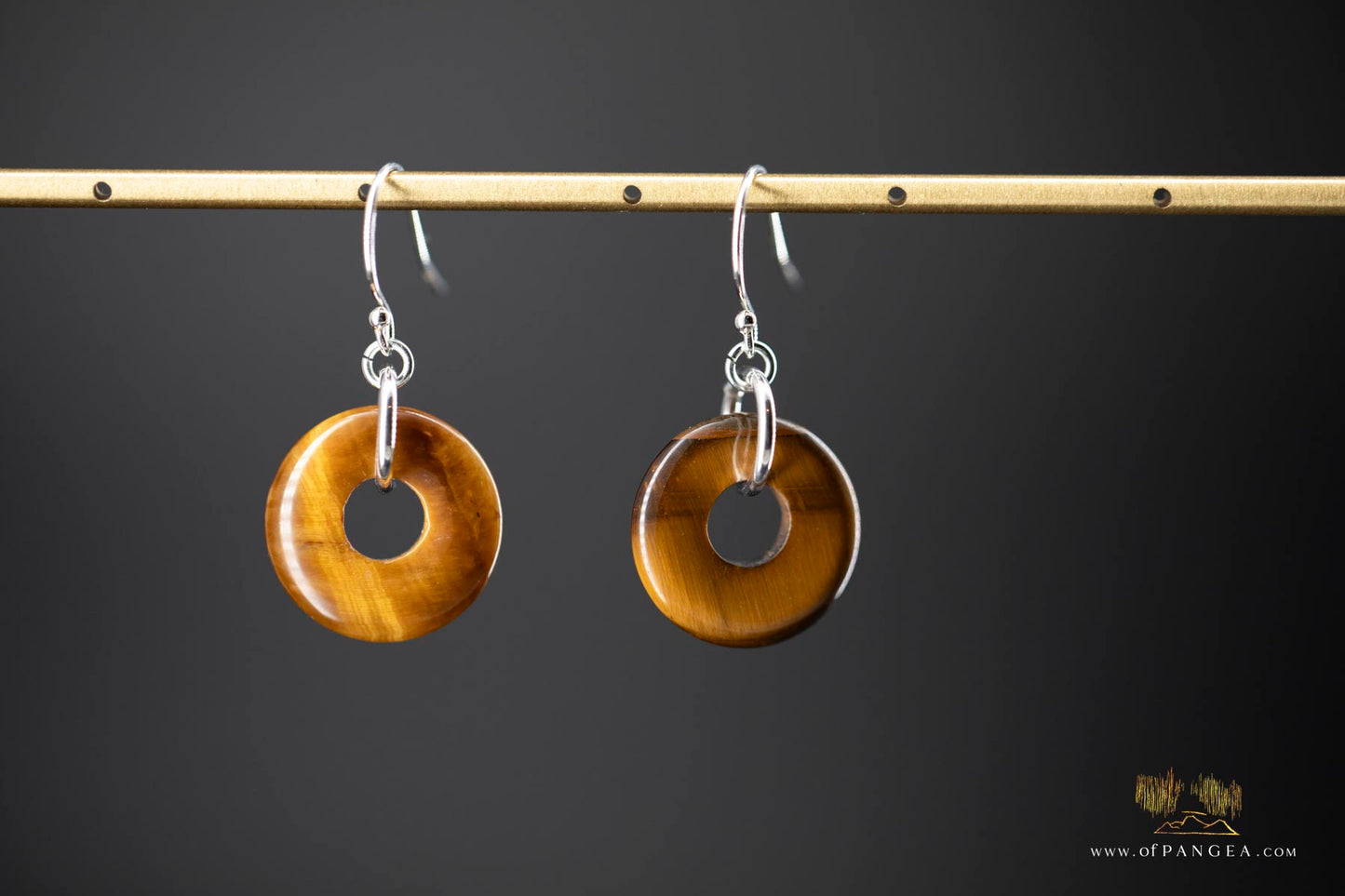 Tiger's Eye loop Earrings - sterling silver || JF654