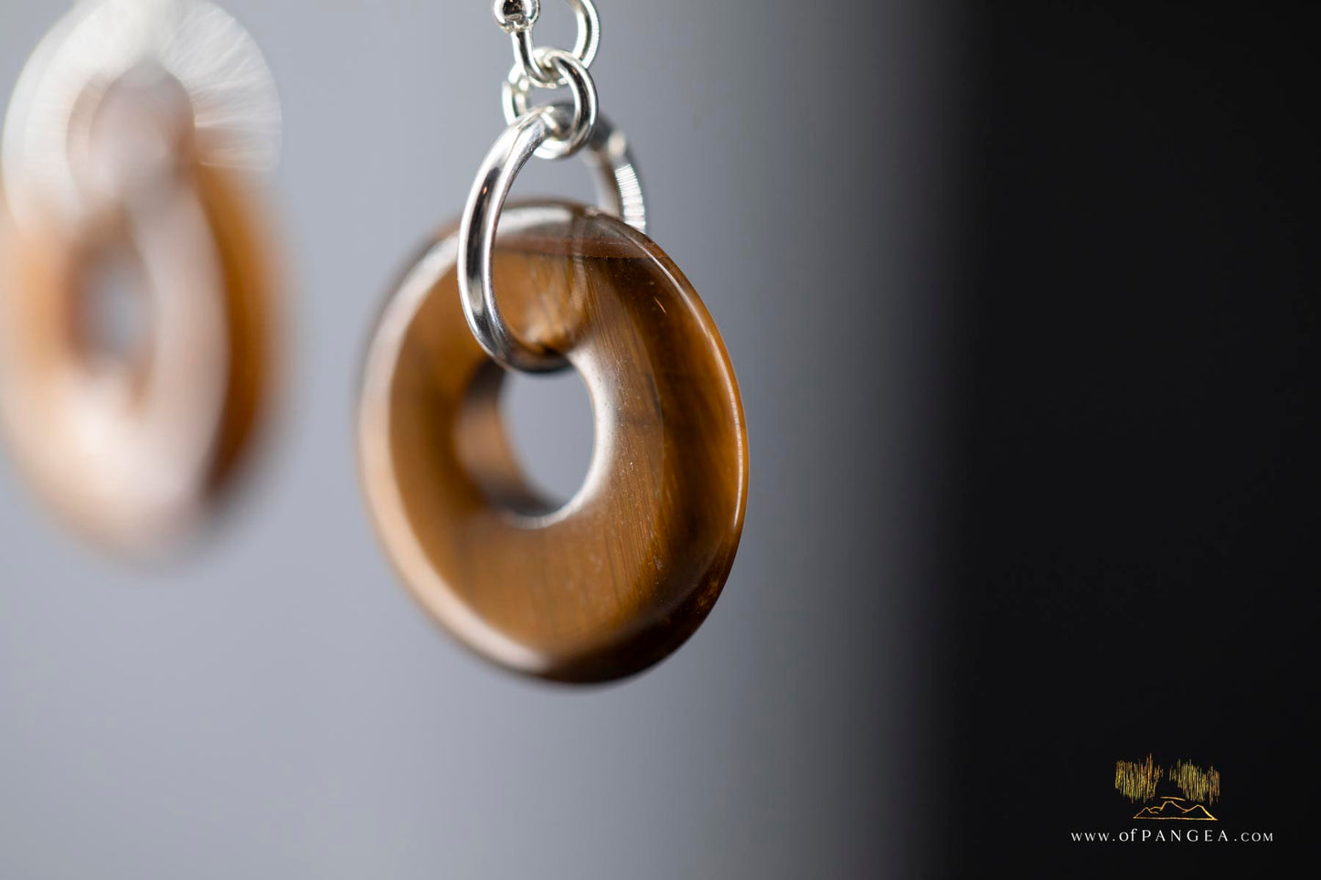 Tiger's Eye loop Earrings - sterling silver || JF654