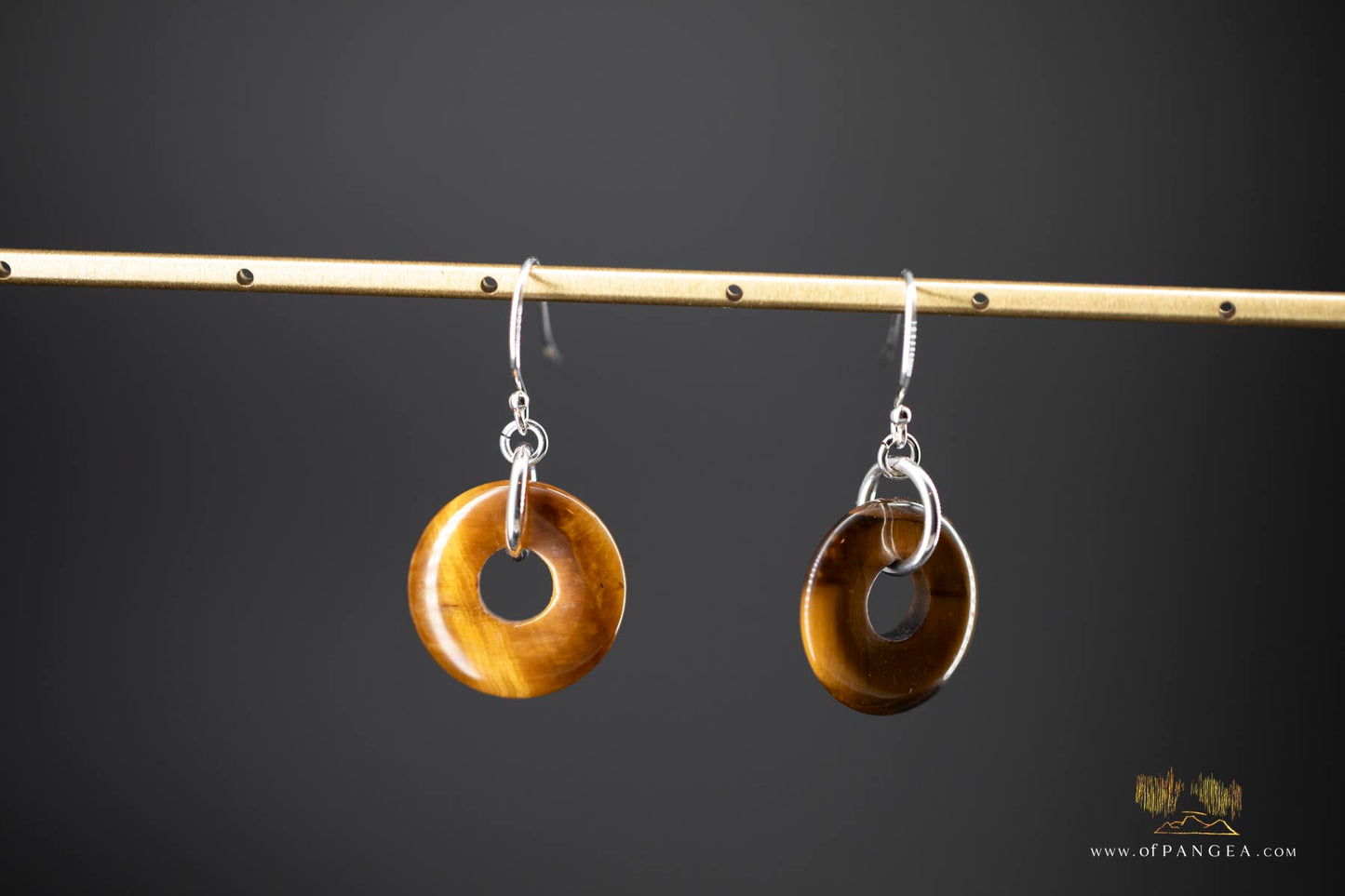 Tiger's Eye loop Earrings - sterling silver || JF654