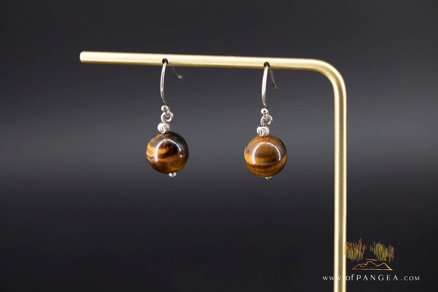 Tigers Eye bead earrings - Sterling Silver || JF656