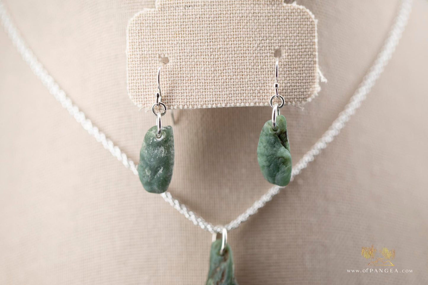 Big Sur Jade Pebble Necklace and Earring Set - Italian Sterling Silver || JF659