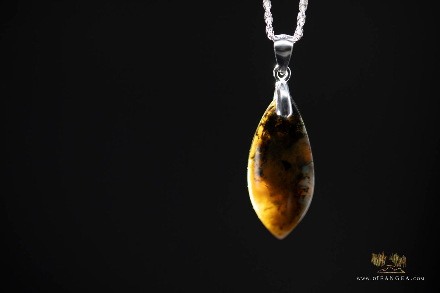 Opalized Petrified Wood Drop Pendant & 18inch Italian .925 sterling silver rope chain (1.35mm) || JF661