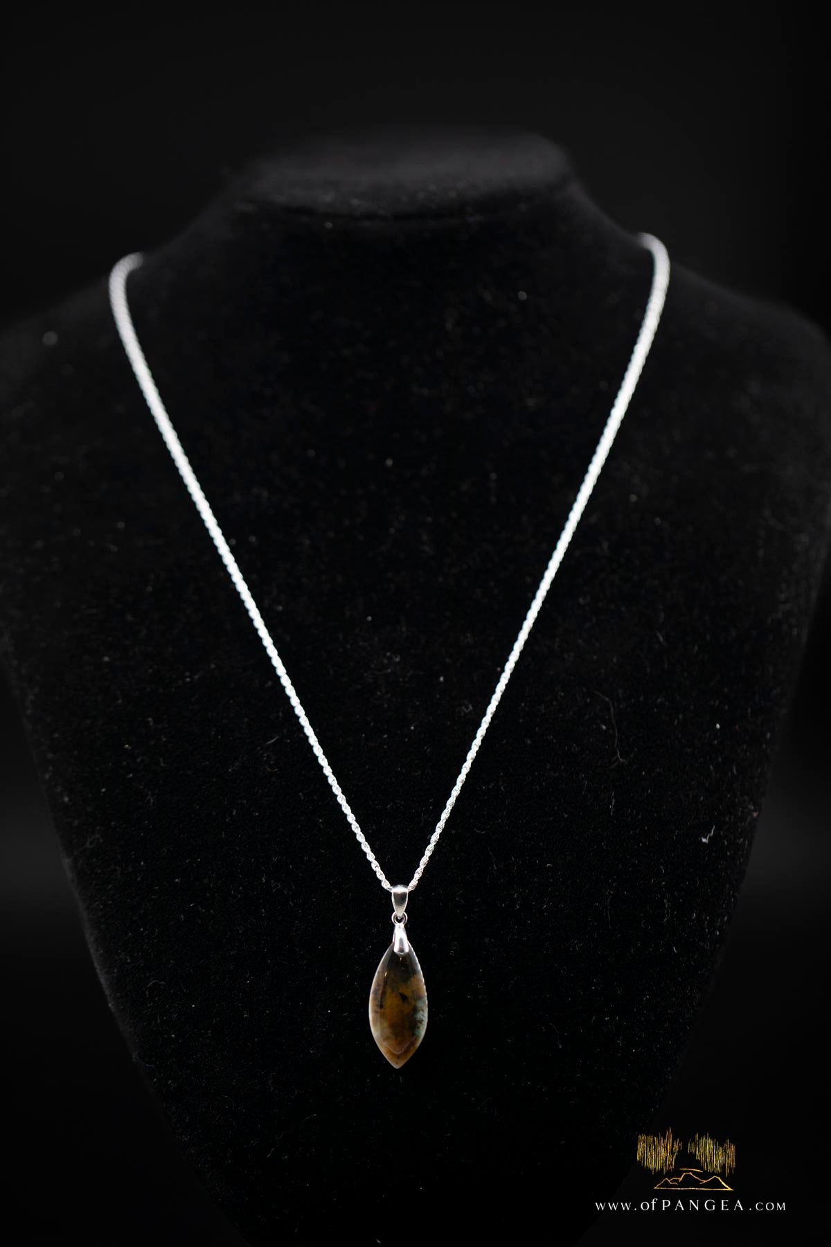 Opalized Petrified Wood Drop Pendant & 18inch Italian .925 sterling silver rope chain (1.35mm) || JF661