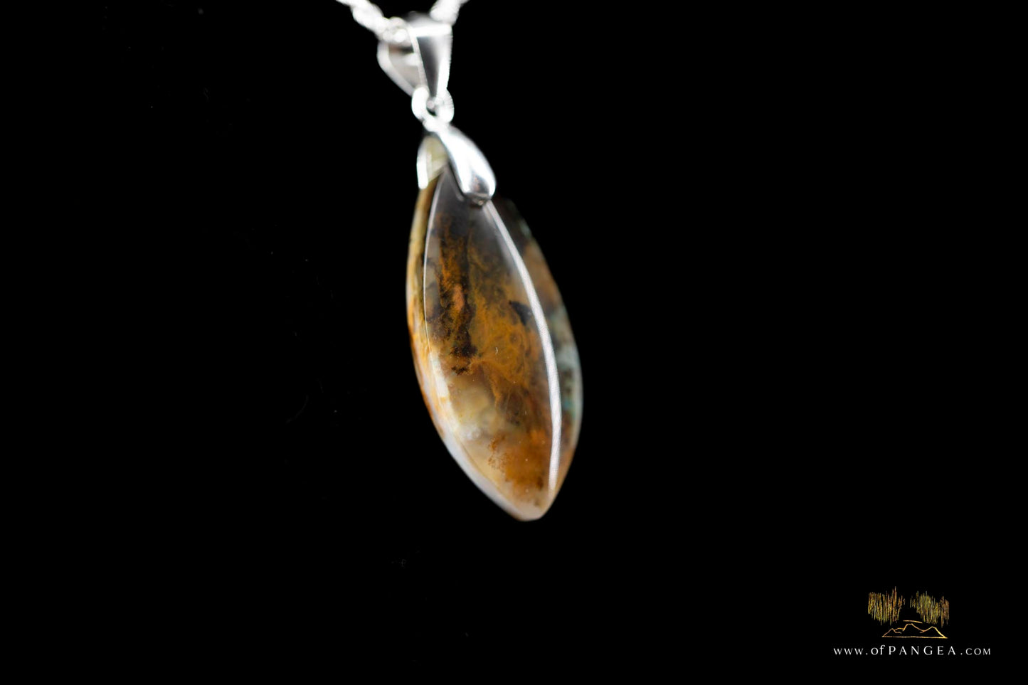 Opalized Petrified Wood Drop Pendant & 18inch Italian .925 sterling silver rope chain (1.35mm) || JF661