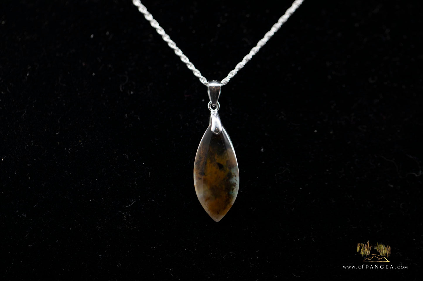 Opalized Petrified Wood Drop Pendant & 18inch Italian .925 sterling silver rope chain (1.35mm) || JF661