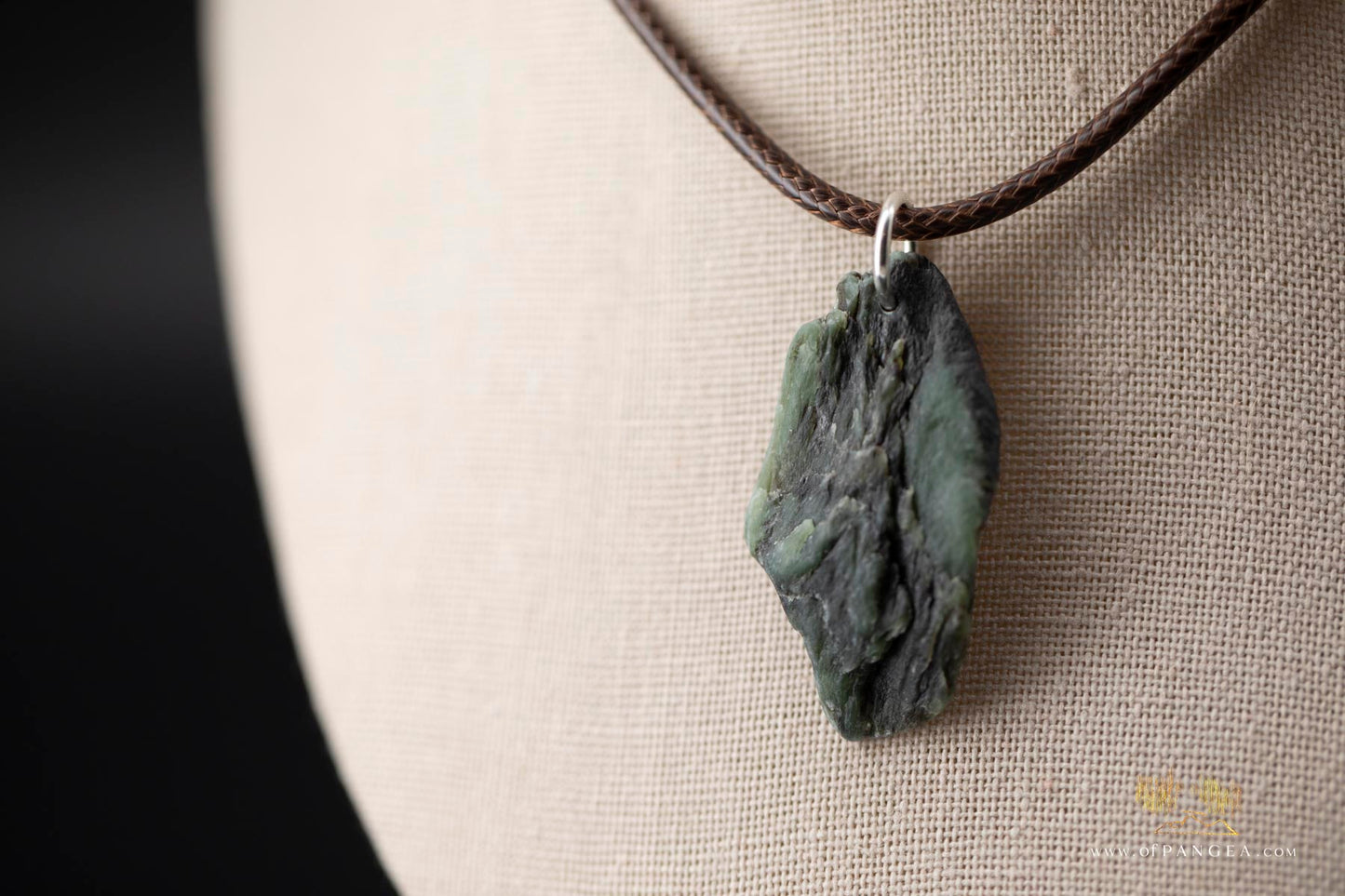 Big Sur Jade Pebble Necklace - Italian leather and Sterling Silver || JF663