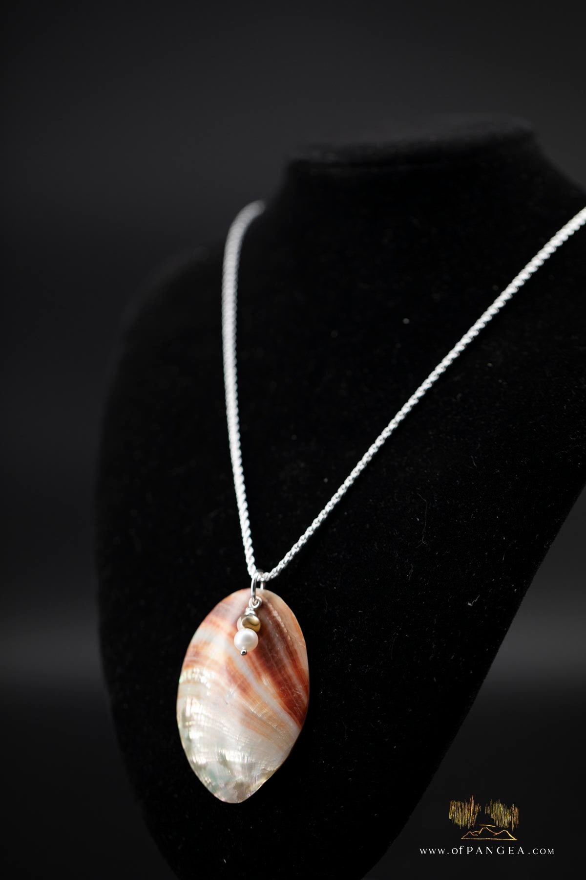 Red Abalone Oval (Mother of Pearl) Necklace - AAA Pearl, Abalone bead, 2mm Italian sterling silver rope chain 20inch || JF665