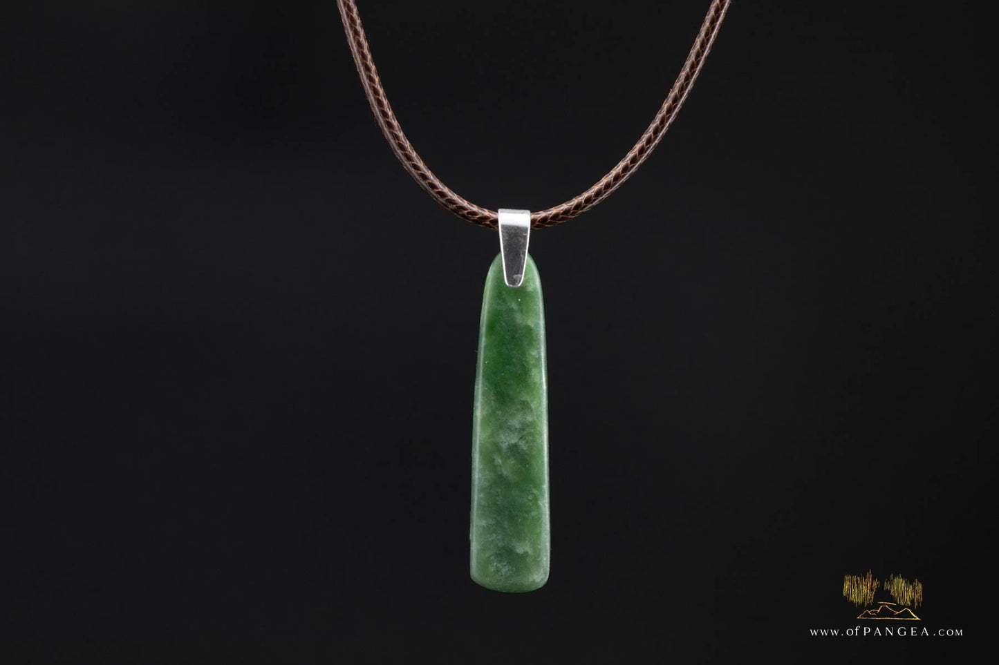 Hei Toki necklace - Kahotea pounamu Nephrite Jade - New Zealand -  Italian leather and sterling silver || JF678