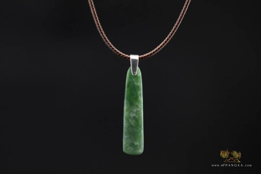 Hei Toki necklace - Kahotea pounamu Nephrite Jade - New Zealand -  Italian leather and sterling silver || JF678