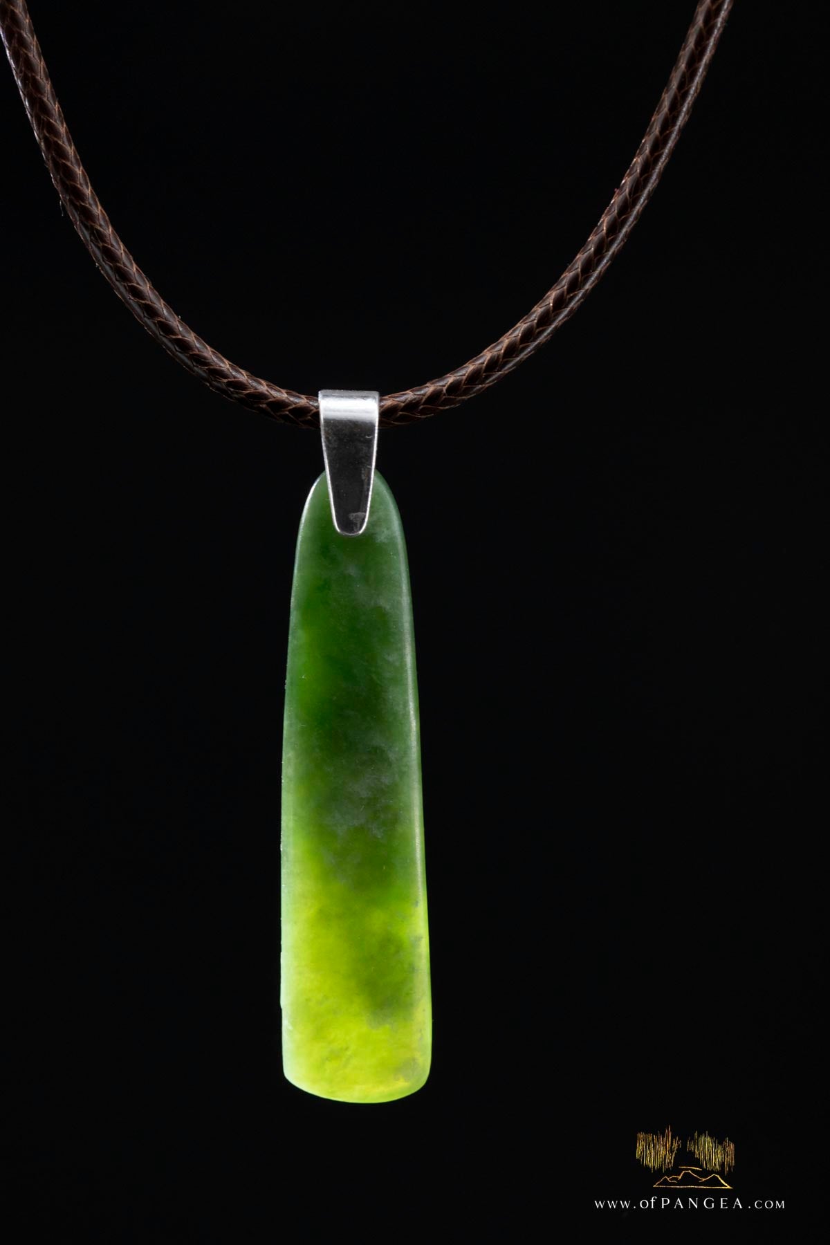 Hei Toki necklace - Kahotea pounamu Nephrite Jade - New Zealand -  Italian leather and sterling silver || JF678
