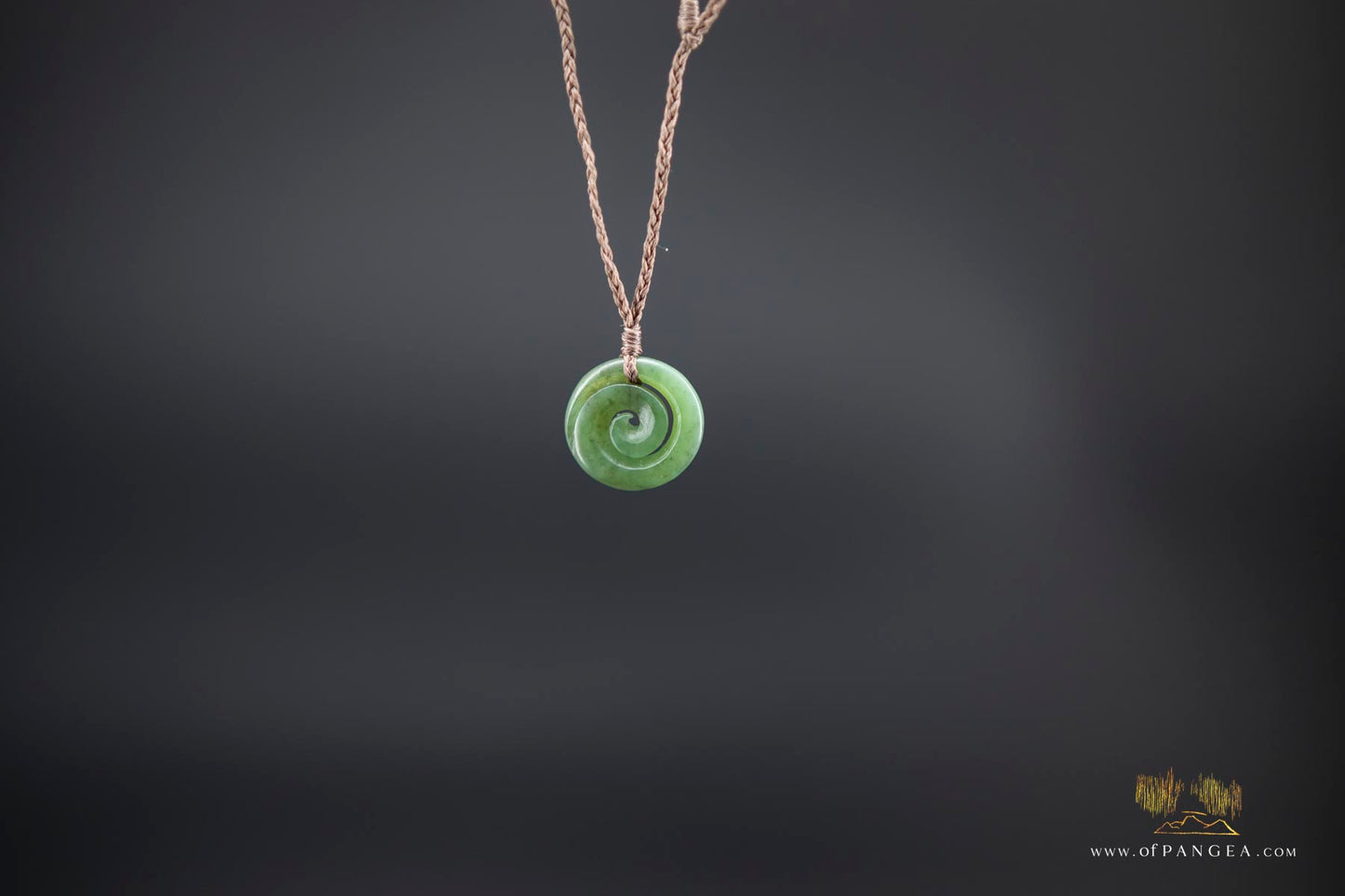 Koru Spiral carved from Wyoming Green Apple Nephrite Jade - Necklace || JF681