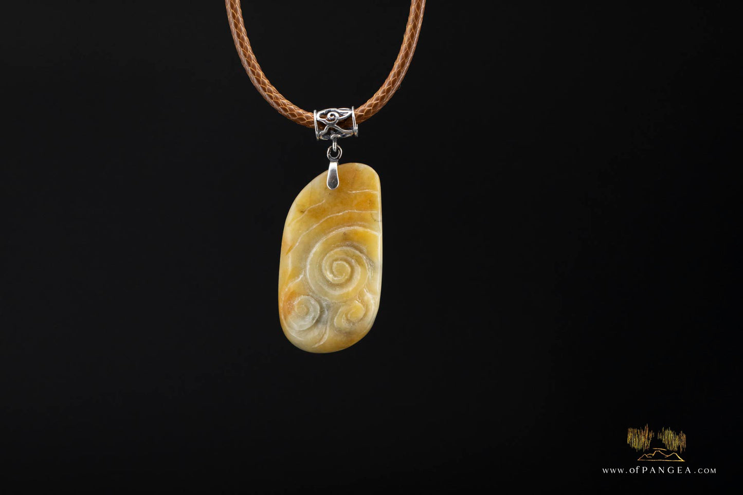 Burmese Jadeite Cloud Pendant and Leather Sterling Silver Necklace || JF698